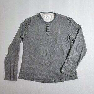Original Penguin long sleeve crew neck pullover men's size L grey stripes patter
